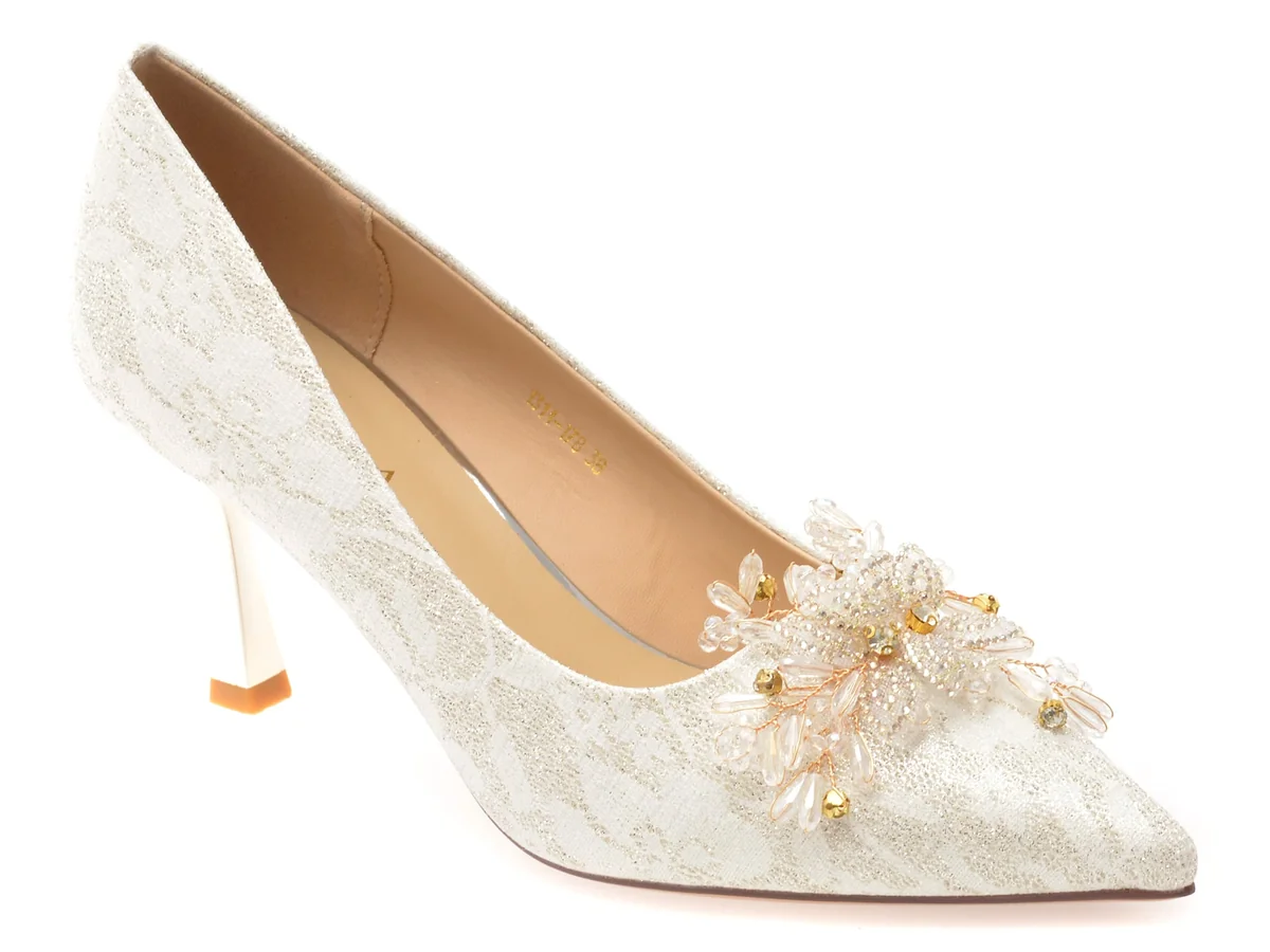 Pantofi Eleganți Epica Argintii, 1314178, Din Piele Ecologică