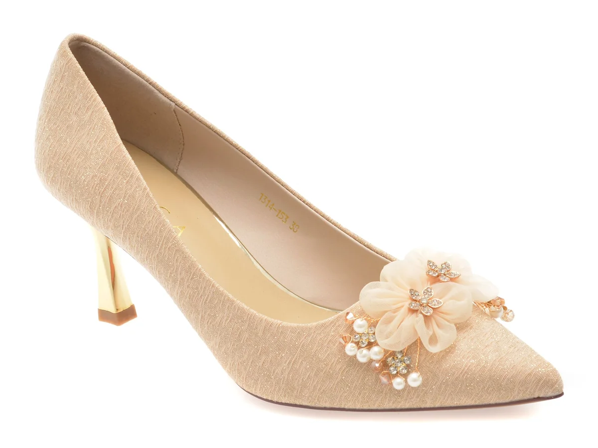 Pantofi Eleganti Epica Bej, 1314153, Din Piele Ecologică