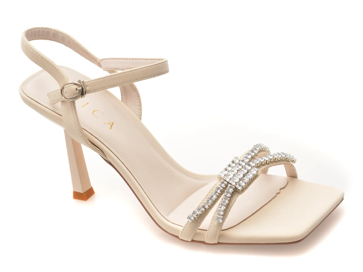 Sandale Elegante Epica Albe 5588, Din Piele Ecologică