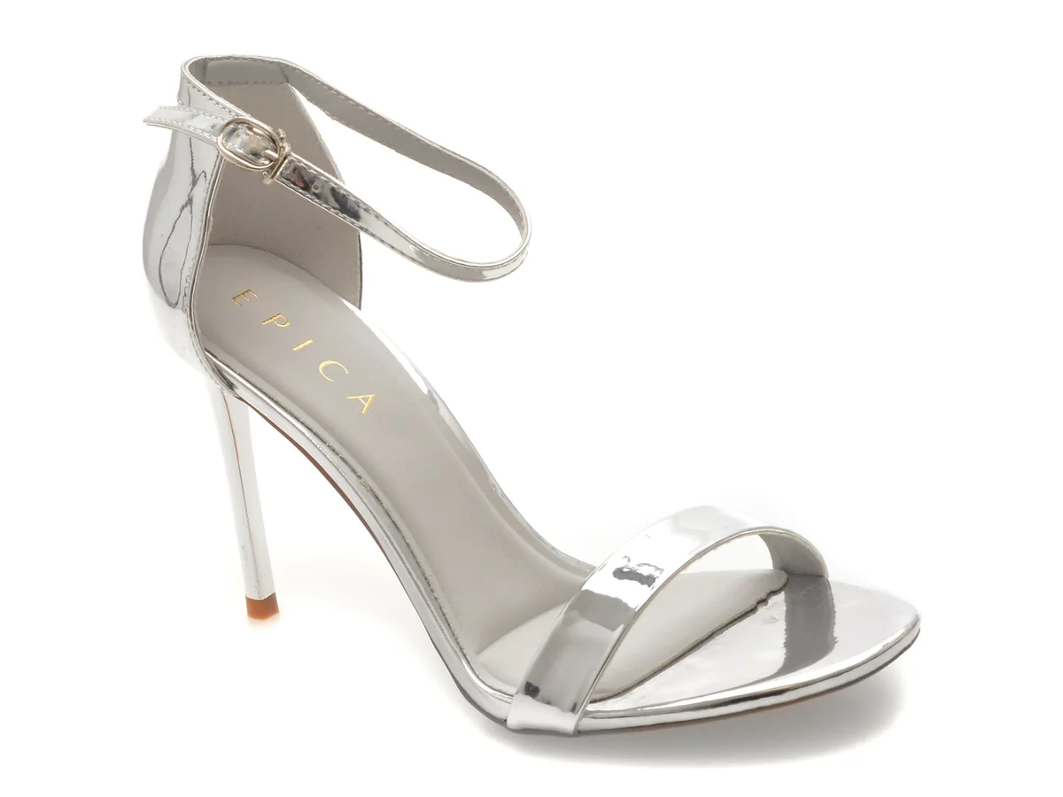 Sandale Elegante Epica Argintii 551 Din Piele Ecologica Lacuita