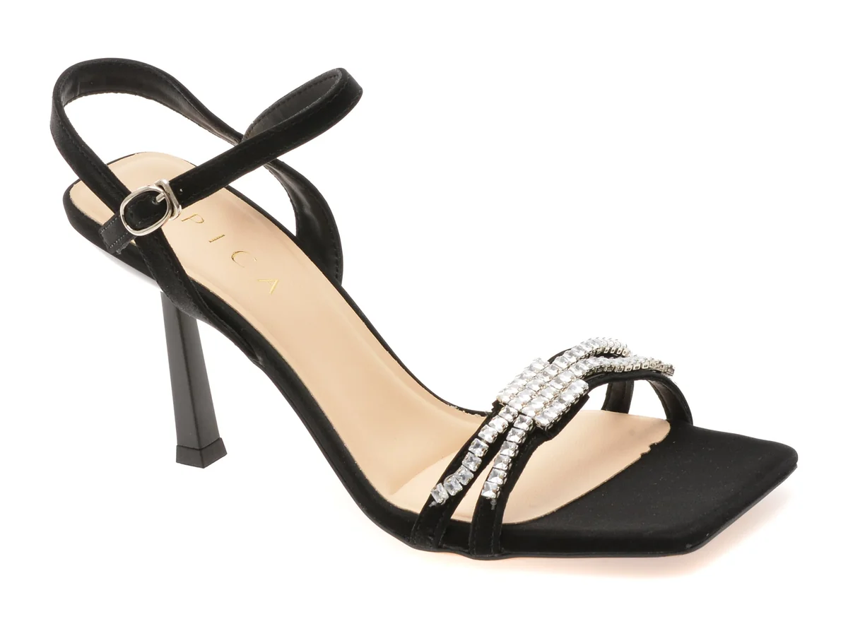 Sandale Elegante Epica Negre 5588 Din Piele Ecologica
