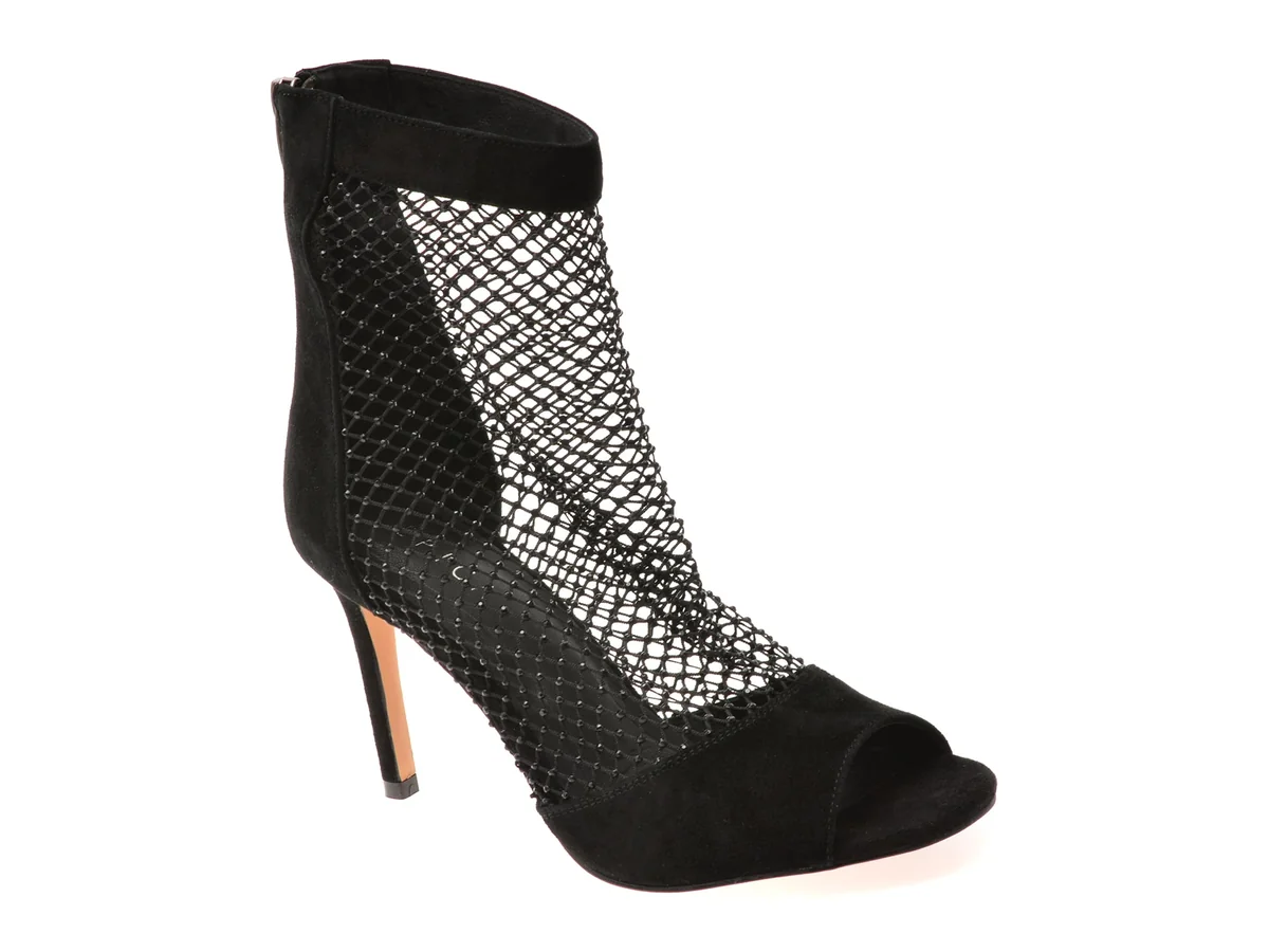 Sandale Elegante Epica Negre, EFL961, Din Piele Întoarsă