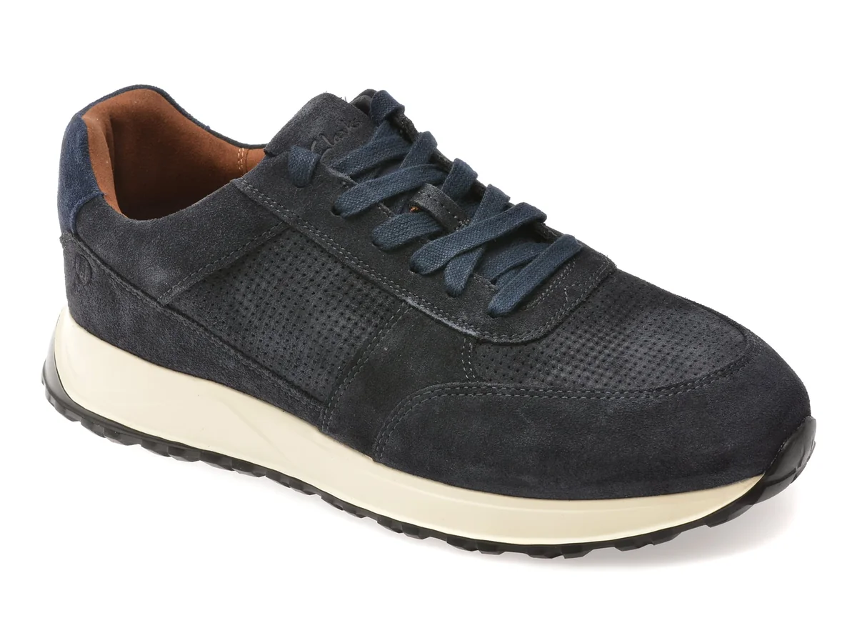 Pantofi Sport Clarks Bleumarin, Radwell Tie, Din Piele Întoarsă