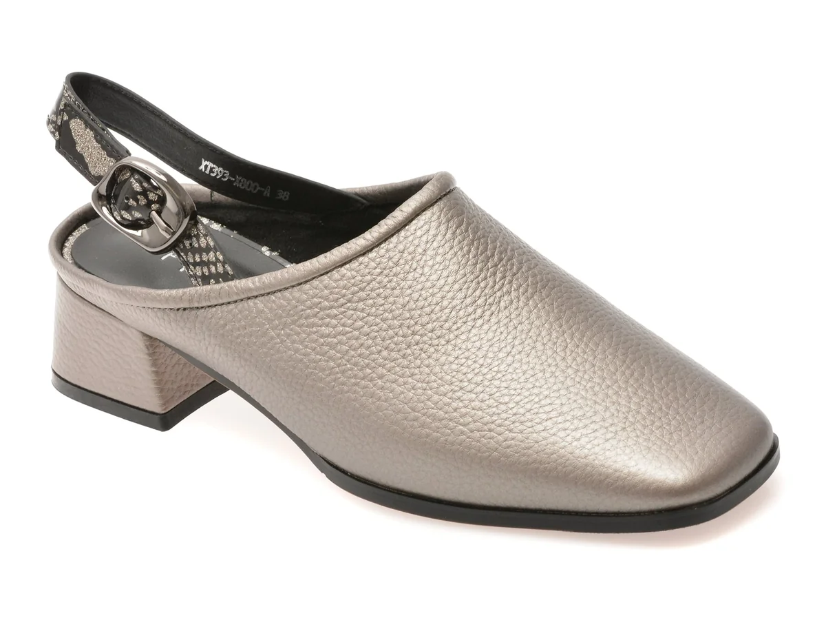 Pantofi Epica Gri, XT393, Din Piele Naturala