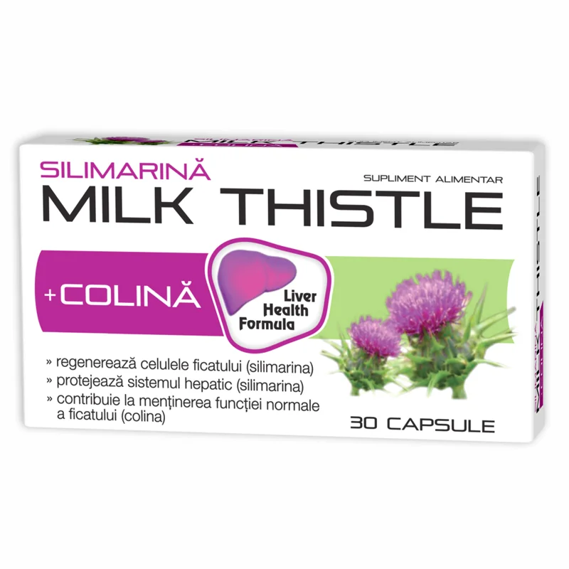 Silimarina + Colina Milk Thistle, 400 mg, 30 capsule, Zdrovit