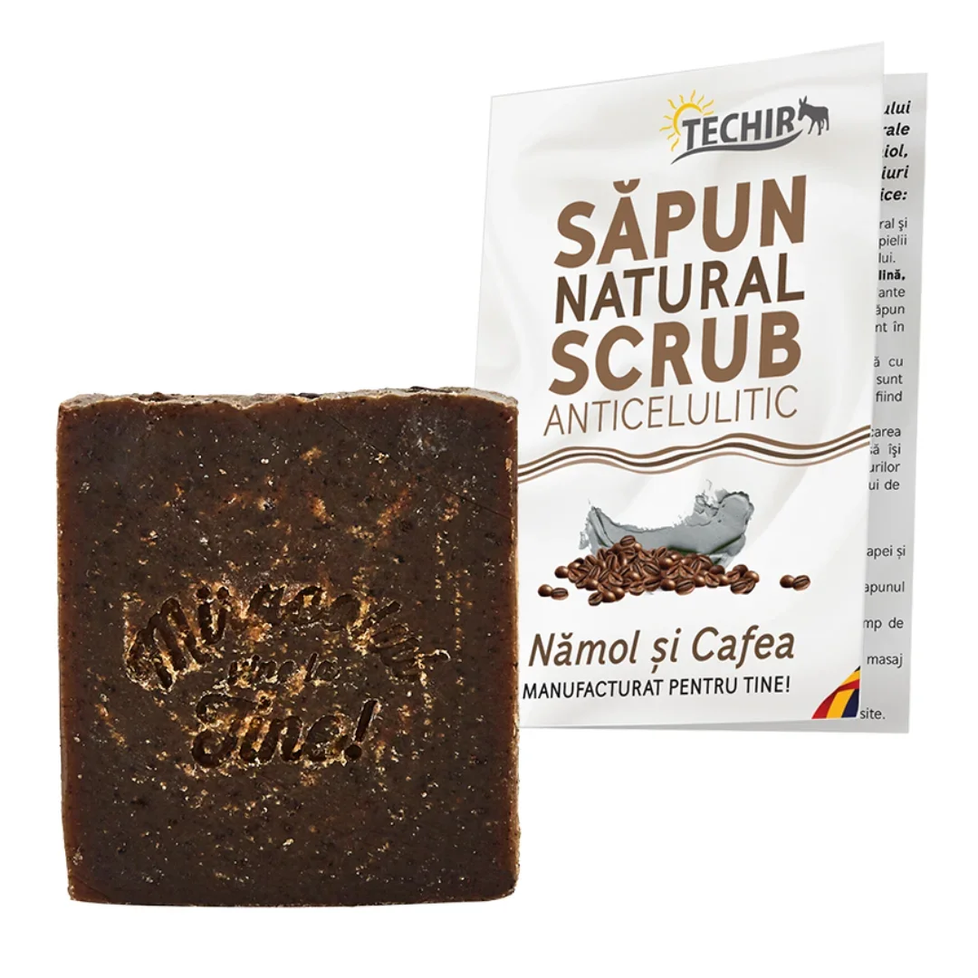 Sapun natural scrub anticelulitic namol si cafea,120g, Techir