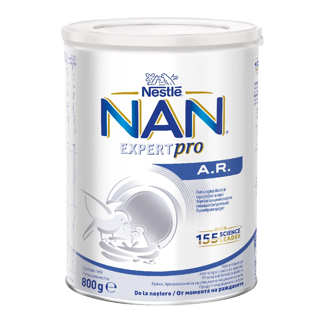Formula speciala de lapte praf anti-reflux Nan AR, +0 luni, 800 g, Nestle