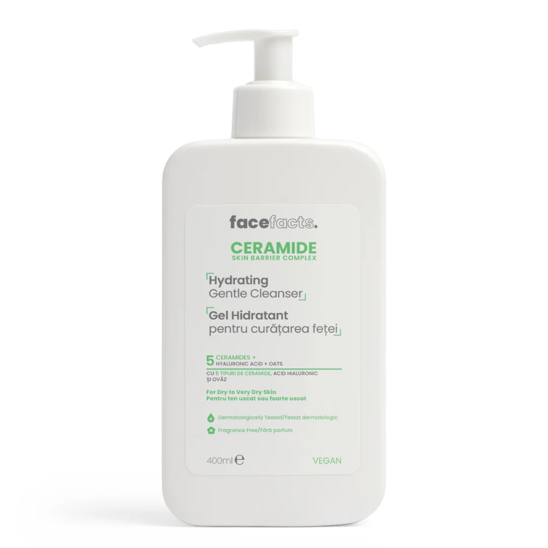 Gel hidratant pentru curatarea fetei Ceramide, 400ml, Face Facts