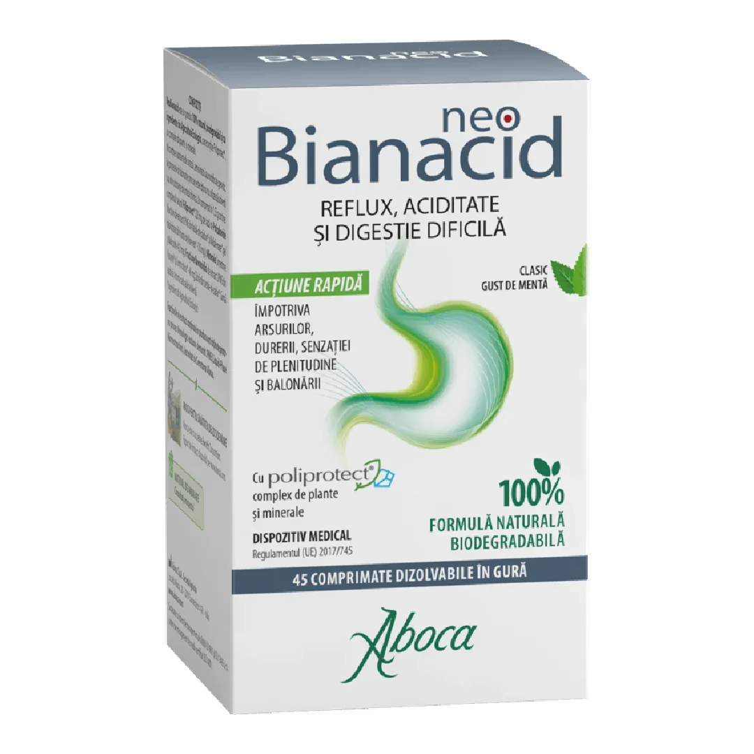 ABOCA NeoBianacid Aciditate si Reflux, 45 comprimate masticabile