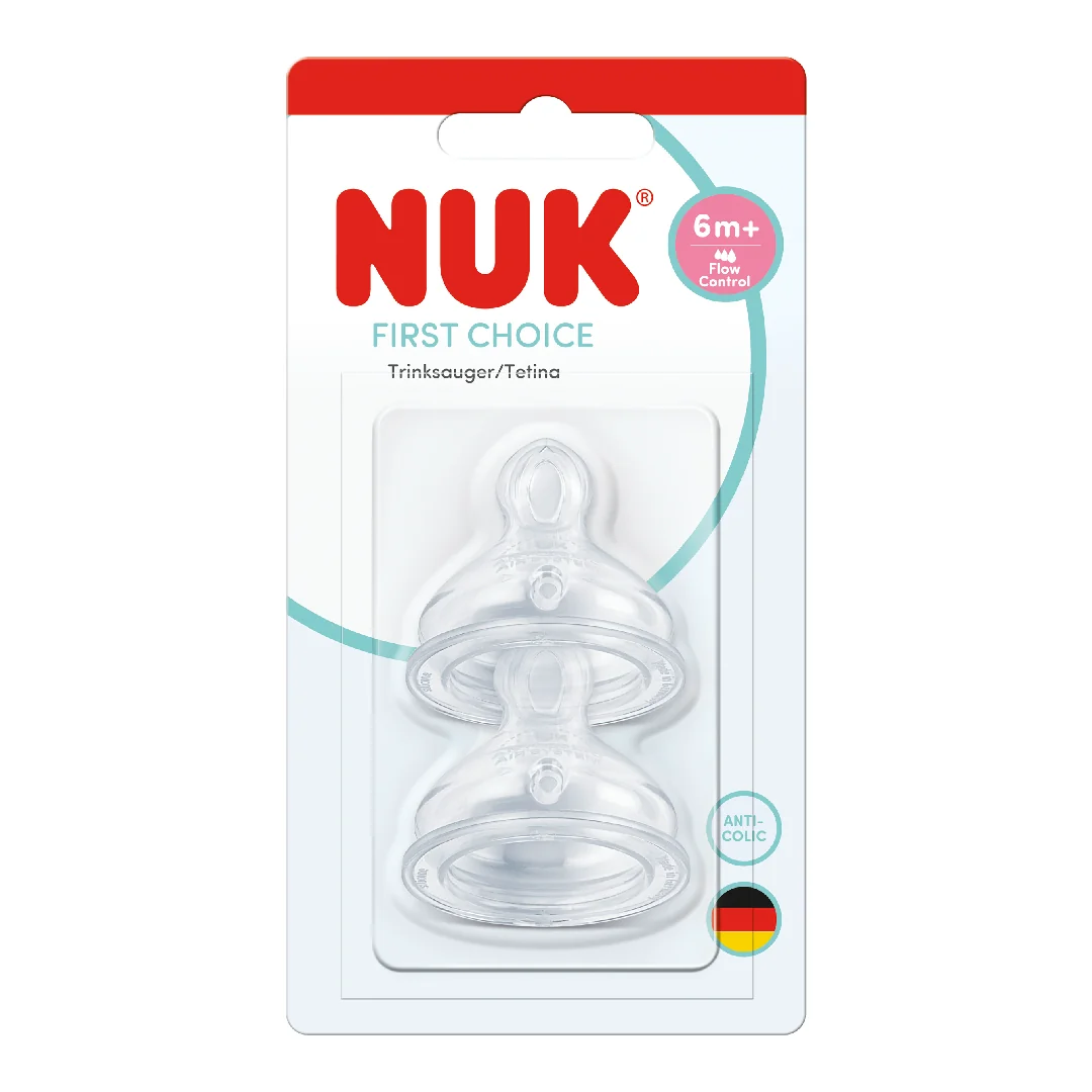 Tetina din silicon First Choice, flux Control, 6 luni+, 2 bucati, Nuk