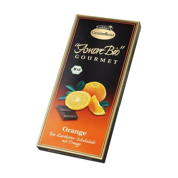 Ciocolata amaruie cu portocale, 55% cacao, 100g Liebhart's