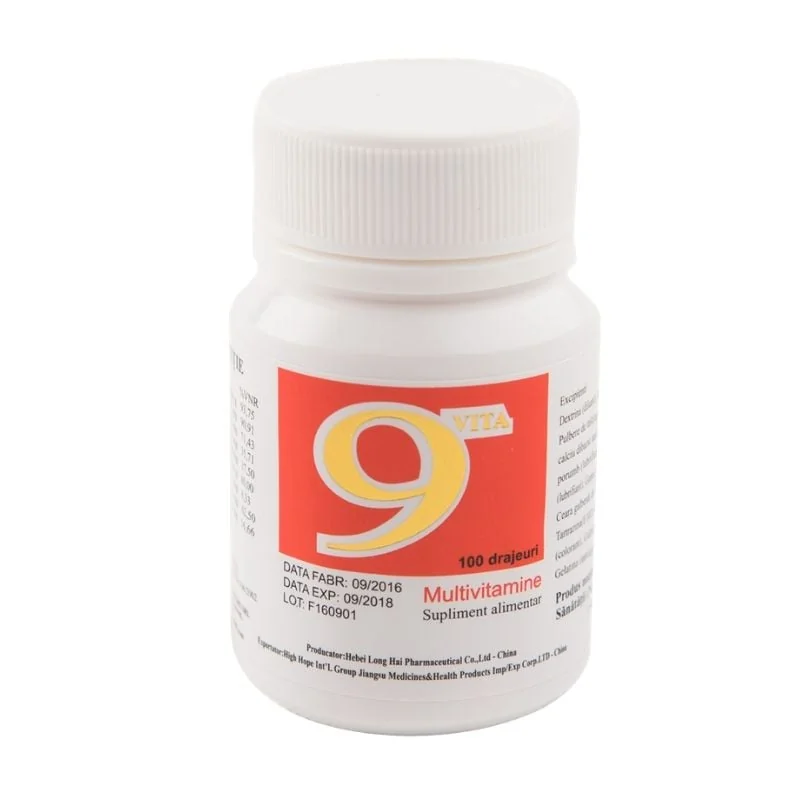 Multivitamine 9Vita, 100 Drajeuri, Yongkang International China