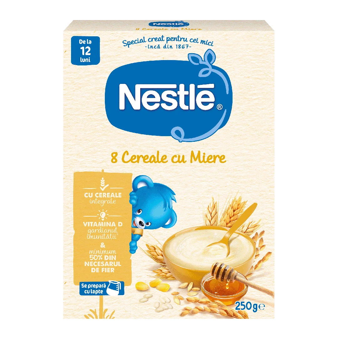 Mix 8 Cereale Cu Miere Pentru Copii De La 12 Luni, 250g, Nestlé