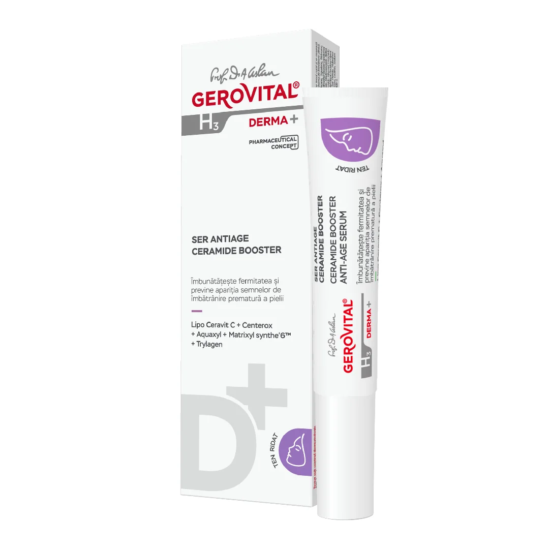Ser Antirid Cu Ceramide Booster H3 Derma+, 15 Ml, Gerovital