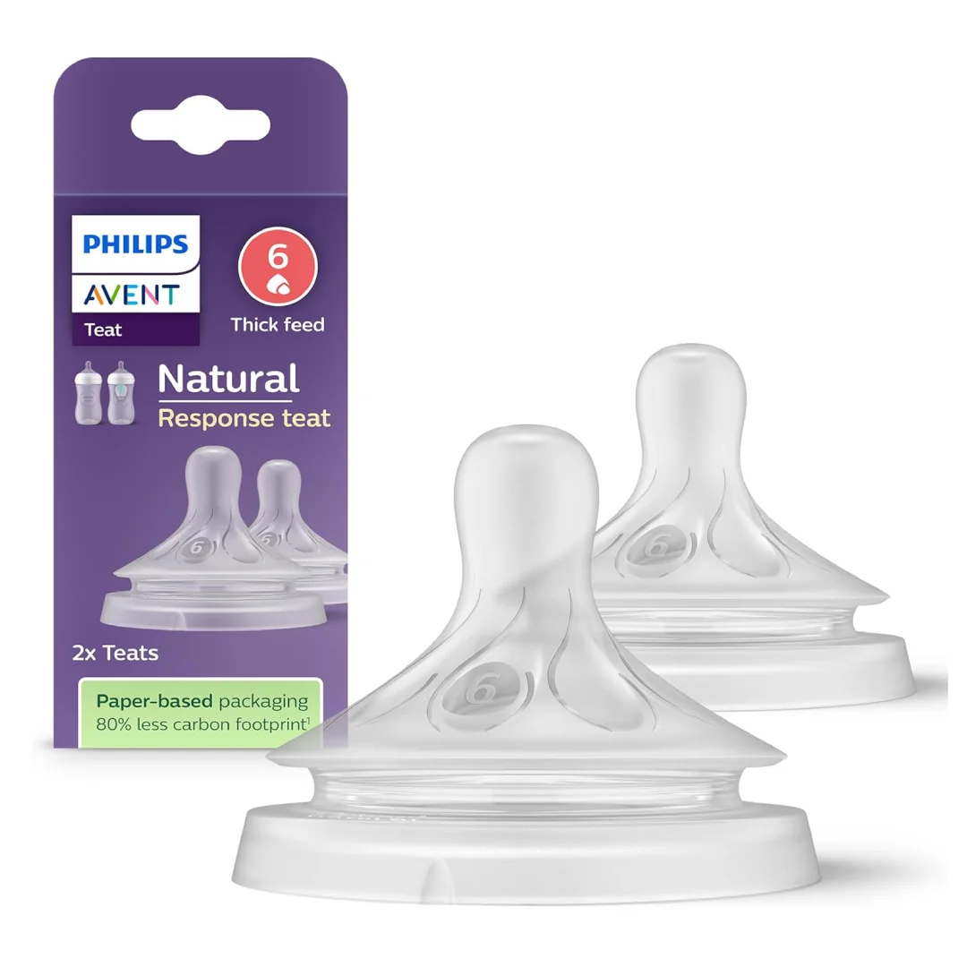 Tetina Cu Debit Pentru Hrana Consistenta Natural Response, 6 Luni+, 2 Bucati, Philips Avent