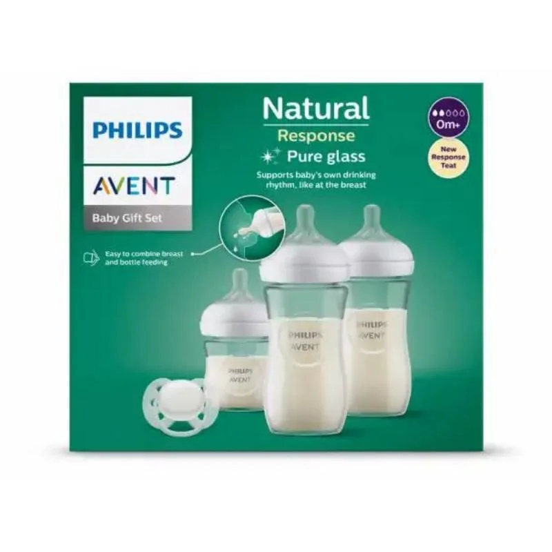 Set Biberoane Din Sticlă Pentru Nou-Născuți Natural Response, PHILIPS Avent