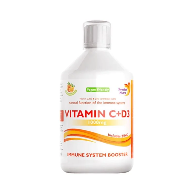 Vitamina C Lichidă 1000 Mg + Vitamina D3 + Zinc, 500ml, Swedish Nutra