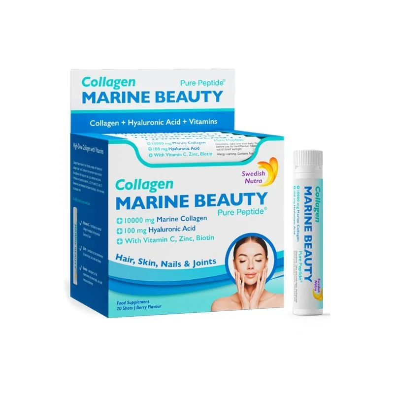 Colagen Marin Lichid Hidrolizat Marine Beauty, De Tip 1 Și 3, 20 Fiole, Swedish Nutra