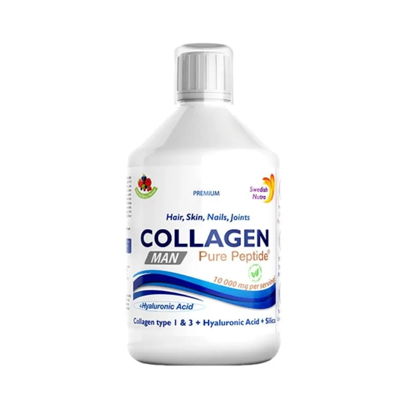 Colagen Hidrolizat Lichid Man 10000Mg Pentru Bărbați, Tip 1 Și 3, 500Ml, Swedish Nutra