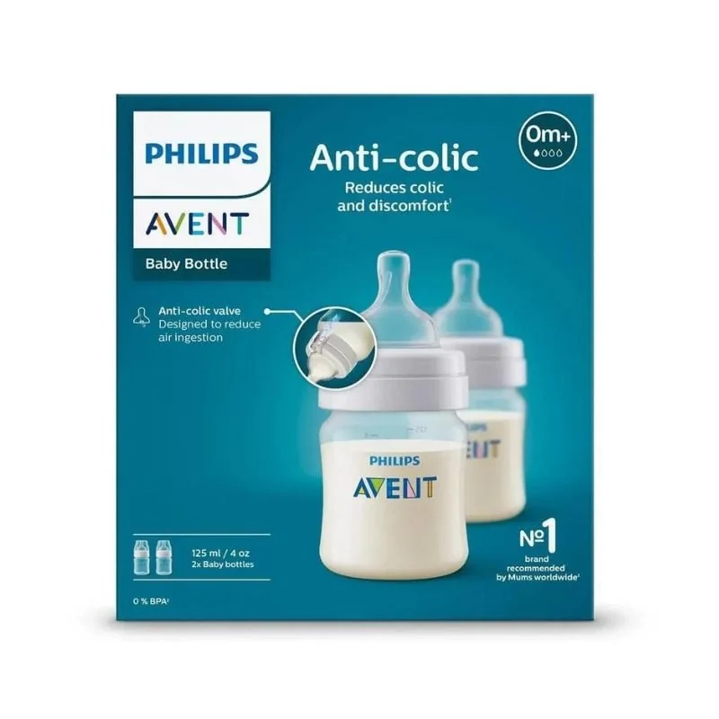 Set 2 Biberoane Anticolici, 0 Luni+, 125 Ml, Philips Avent