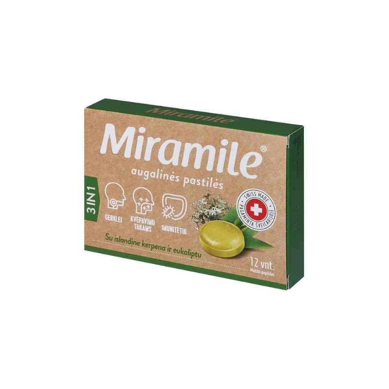 Miramile Mușchi De Islanda Și Eucalipt, 12 Tablete, Valentis