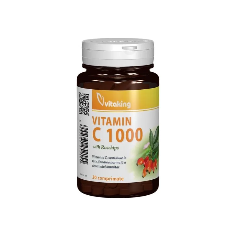 Vitamina C 1000 Cu Măceșe, 30 Comprimate, Vitaking
