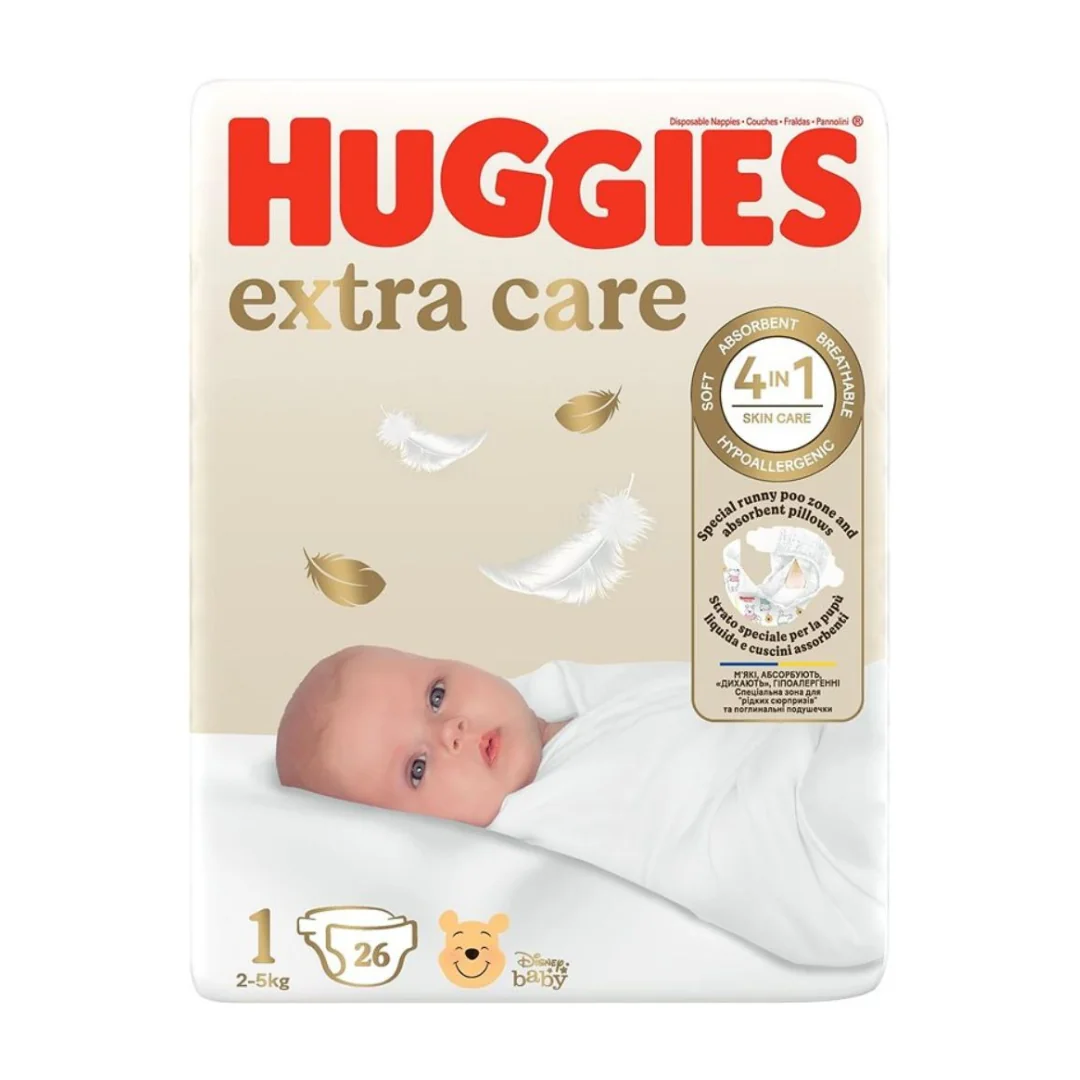 Scutece Extra Care Convi, Nr.1, 2-5 Kg, 26 Bucăți, Huggies