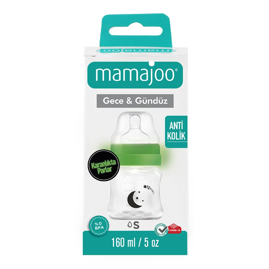 Biberon Night&Day, Tetina Anti-Colici Nr.1/S, 160 Ml, 1 Bucată, Mamajoo