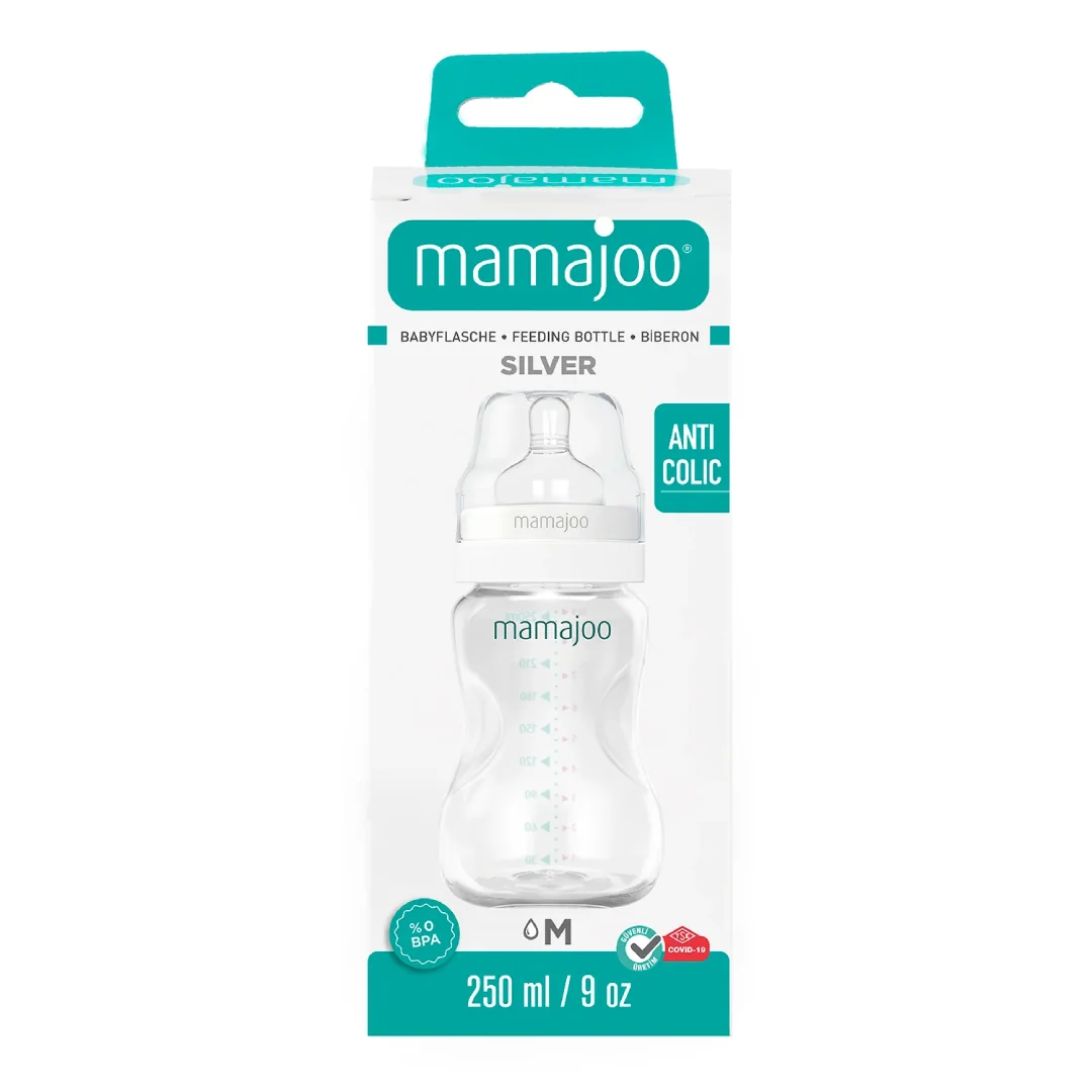 Biberon Silver, Tetina Anti-Colici, Nr.2/M, 250 Ml, 1 Bucată, Mamajoo
