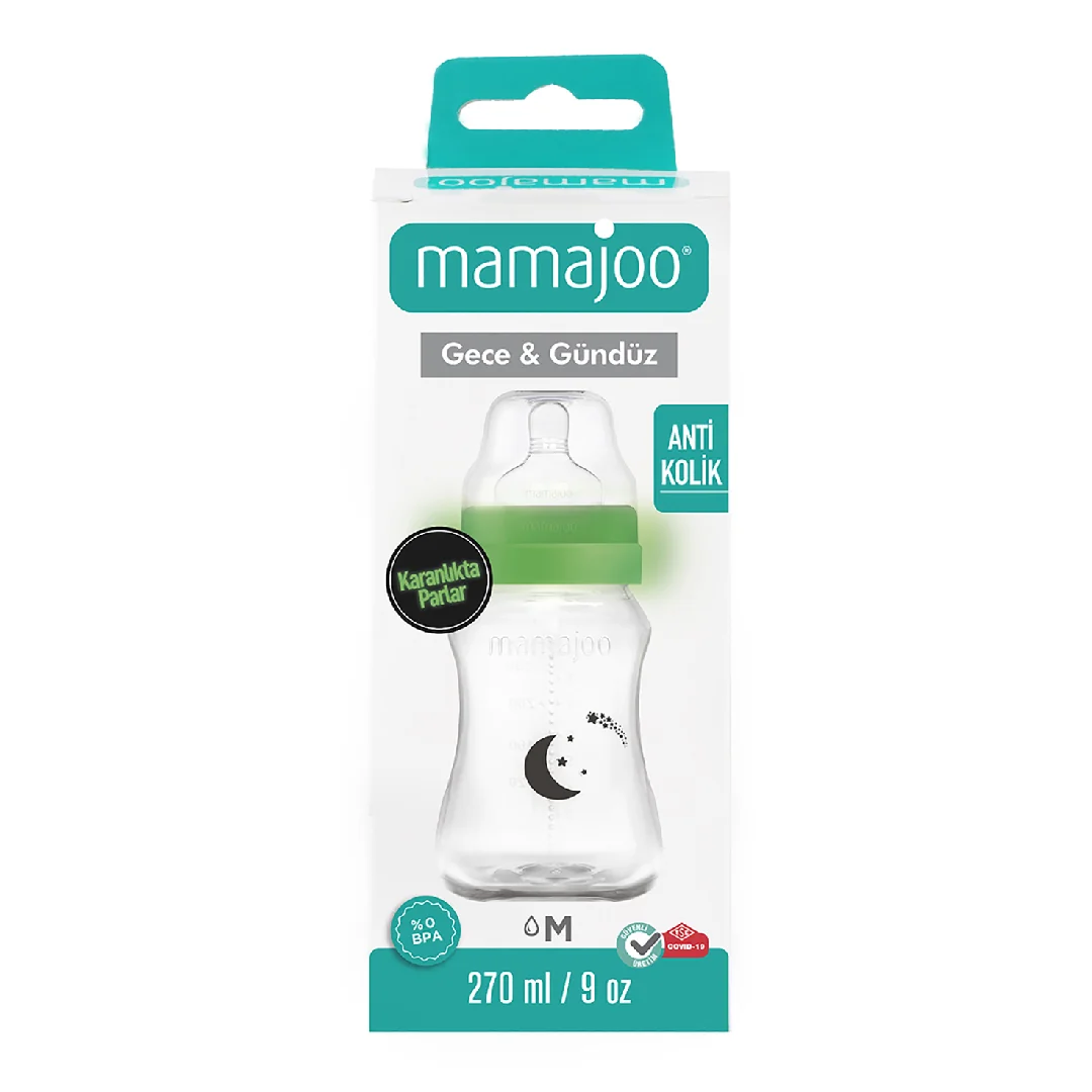 Biberon Night&Day, Tetina Anti-Colici Nr. 2/M, 270 Ml, 1 Bucată, Mamajoo