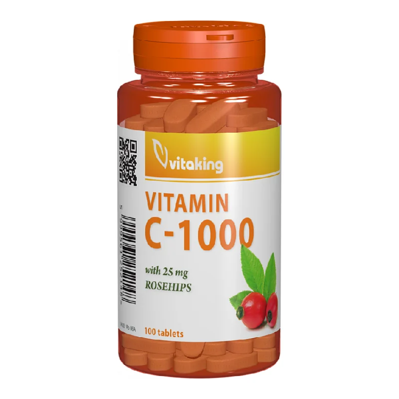 Vitamina C 1000 Mg Cu Măceșe, 100 Comprimate, VitaKing