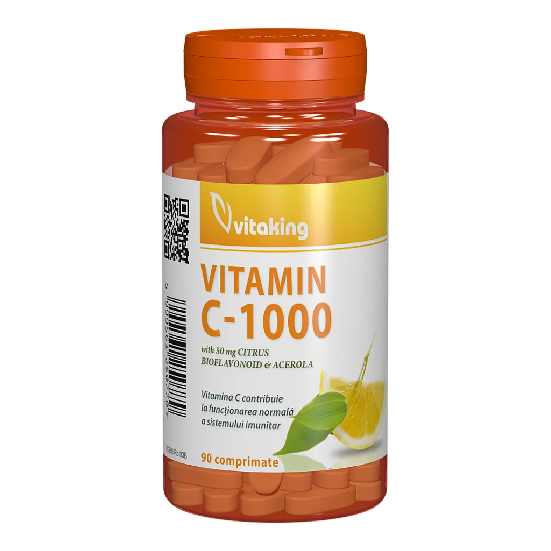 Vitamina C Cu Bioflavonoide 1000mg, 90 Tablete, VitaKing