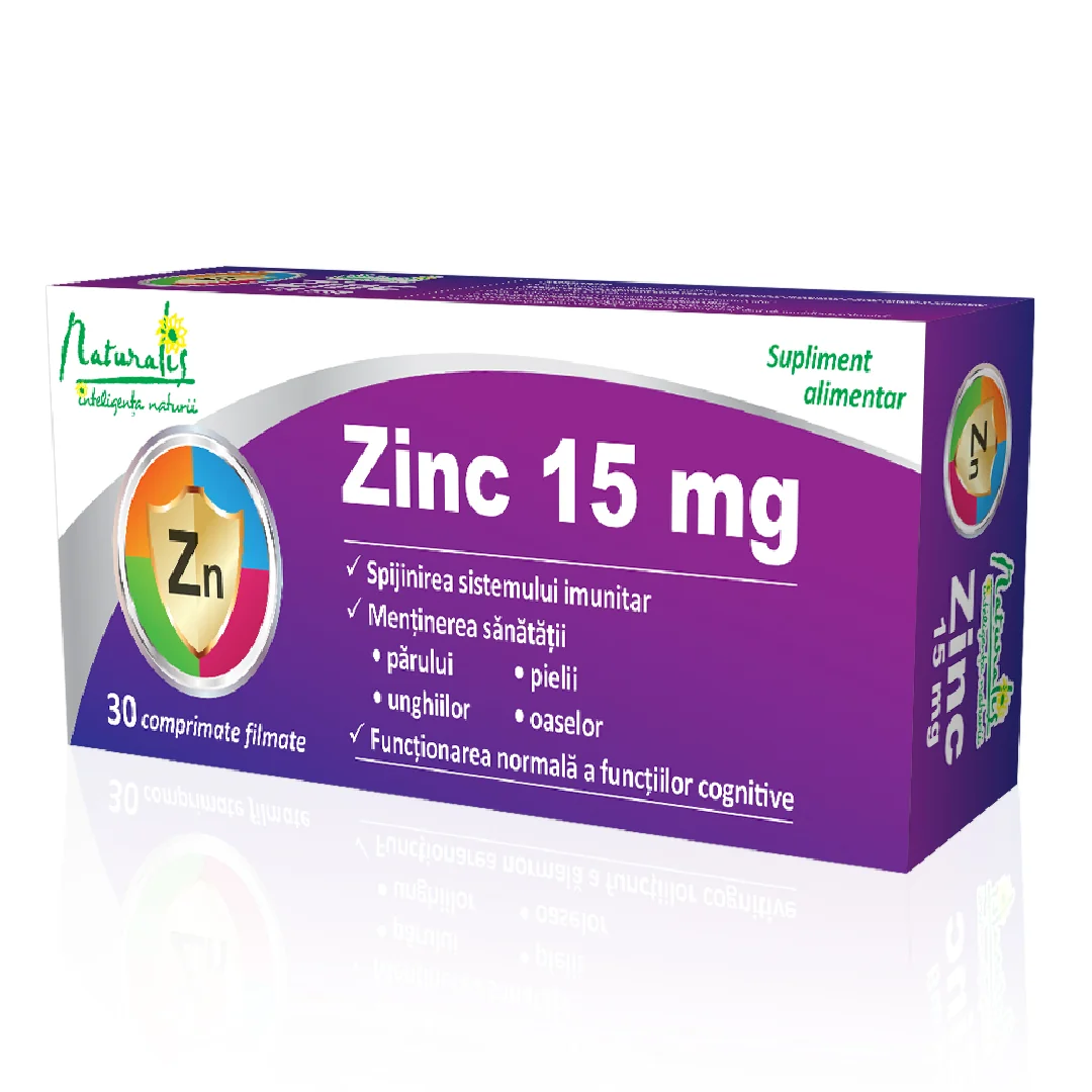 Zinc 15Mg, 30 Comprimate, Naturalis