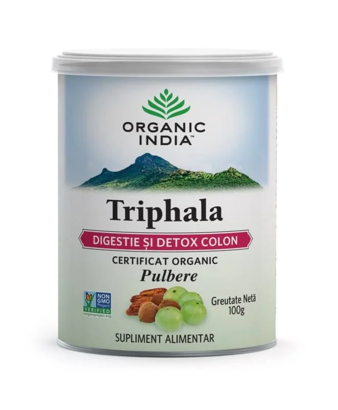 Pulbere Triphala Digestie Detox Colon, 100 G, Organic India