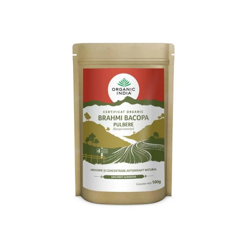 Organic India Brahmi Bacopa Pulbere Memorie Și Concentrare, 100g