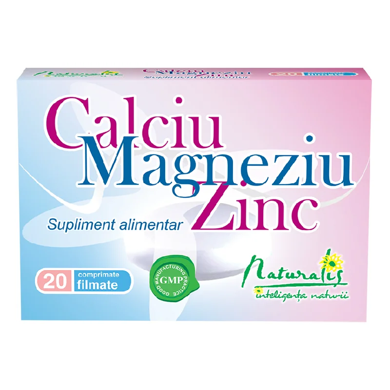 Calciu + Magneziu + Zinc, 20 Comprimte, Naturalis