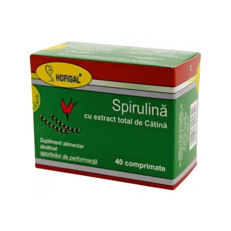 Spirulina Cu Extract Total De Cătină, 40 Comprimate, Hofigal