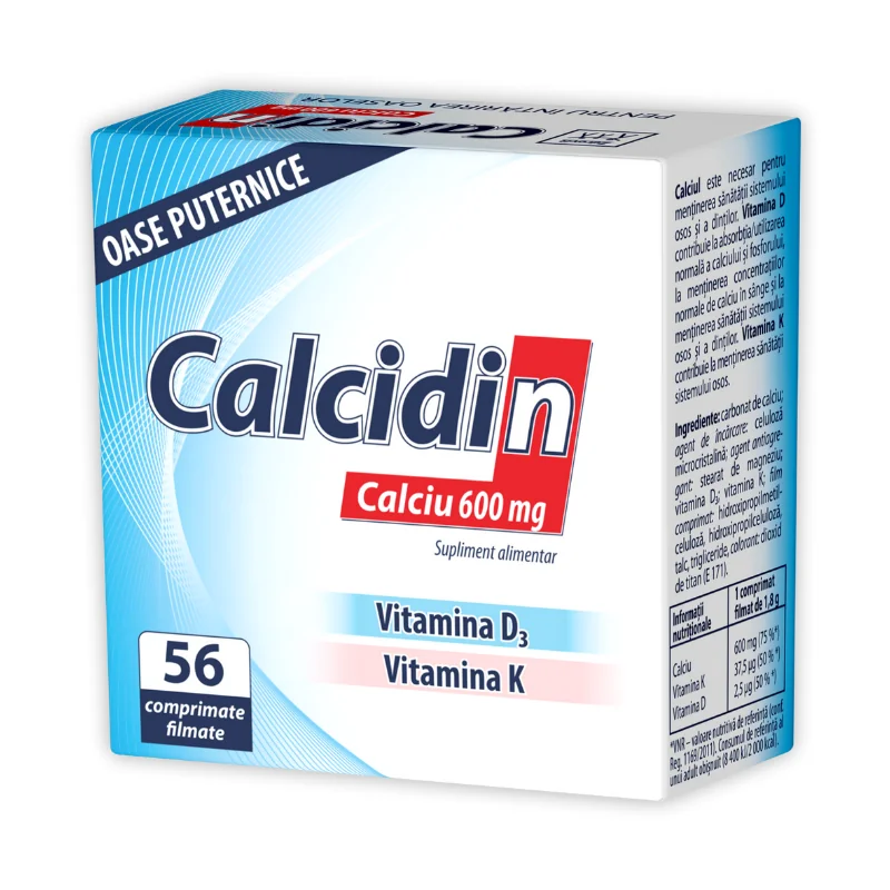 Calcidin, Calciu 600 Mg, 56 Comprimate, ZDROVIT