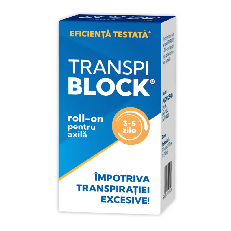 Roll-On Impotriva Transpiratiei Excesive Transpiblock, 50 Ml, Zdrovit