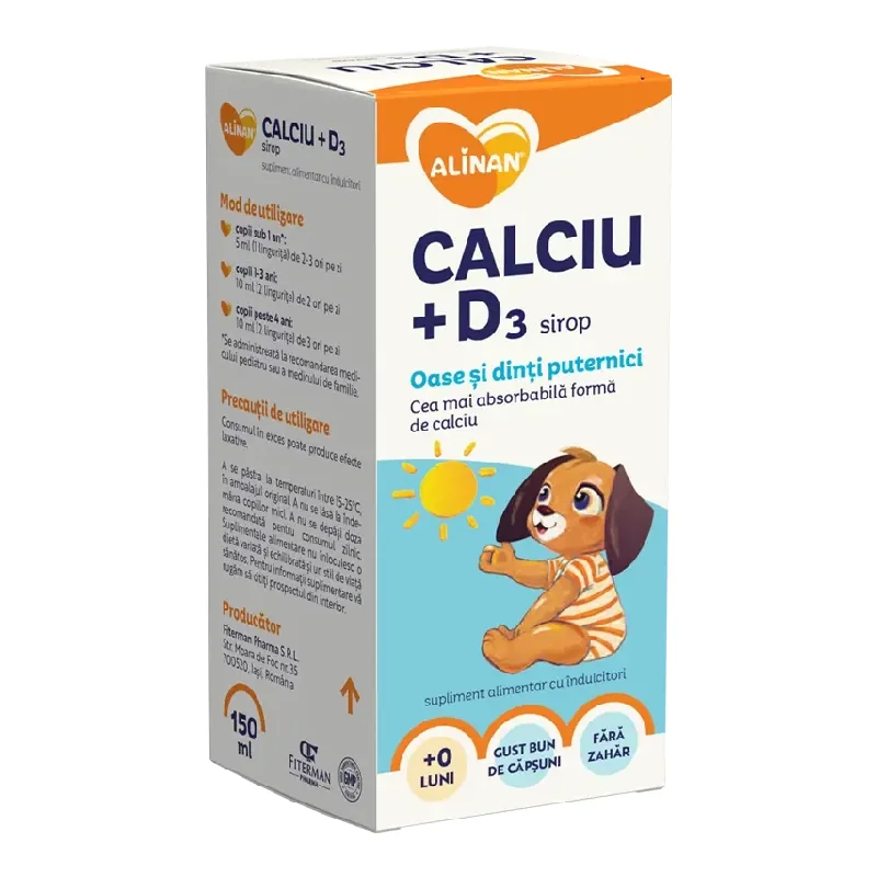Sirop Calciu Și Vitamina D3 Alinan, 150 Ml, Fiterman Pharma