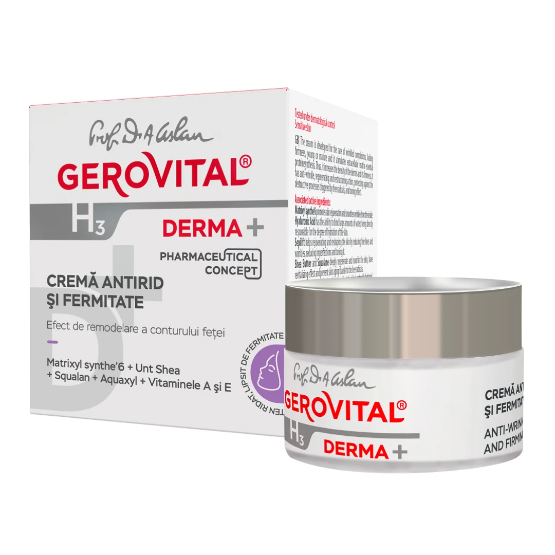 Crema Antirid Și Fermitate H3 Derma+, 50 Ml, Gerovital