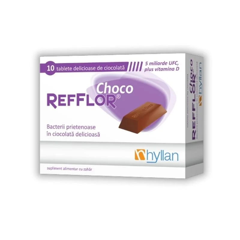 Refflor Choco, 10 Tablete, Sănătatea Florei Intestinale