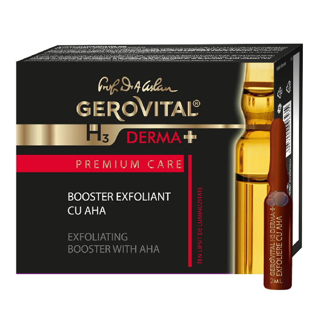 Booster Exfoliant Cu Aha H3 Derma+ Premium Care, 4 Fiole, Gerovital