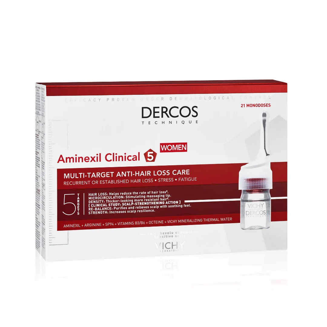 Tratament Împotriva Căderii Parului Pentru Femei Cu Aminexil Dercos Clinical 5, 21 Fiole * 6 Ml, Vichy