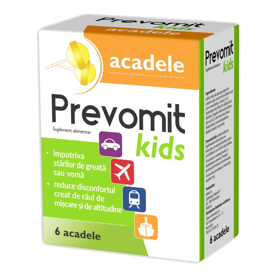 Prevomit Kids 3 Ani+, 6 Acadele Aroma Lămâie, ZDROVIT