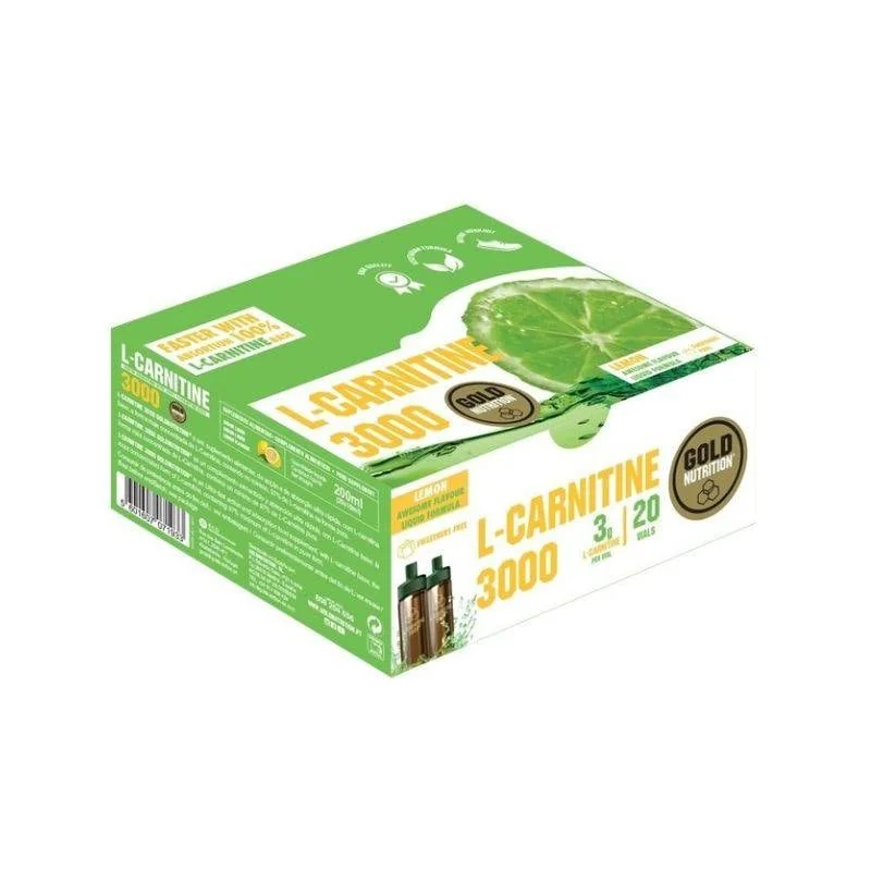 L-Carnitine Cu Aroma De Lămâie, 3000 Mg, 20 Fiole, Gold Nutrition