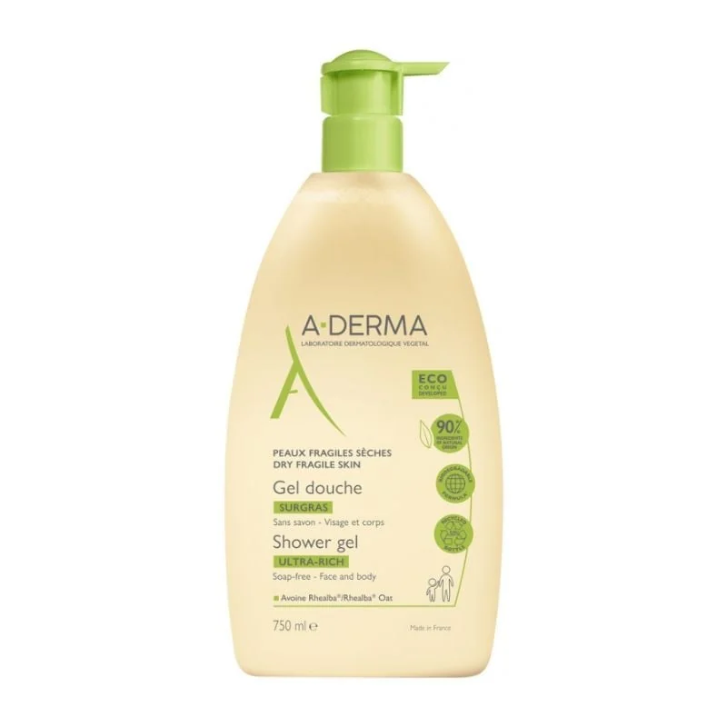 Gel De Duș Pentru Pielea Uscată-Fragilă, 750 Ml, A-Derma