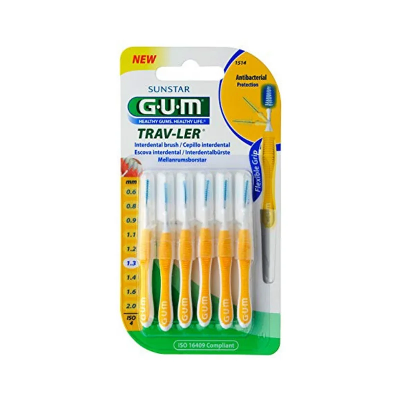 Periute Interdentare Trav-Ler 1.3 Mm, Galben, 6 Bucăți, Sunstar Gum