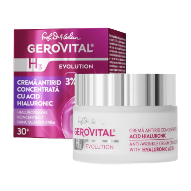 Crema Antirid Concentrată Cu Acid Hialuronic H3 Evolution 50 Ml, Gerovital