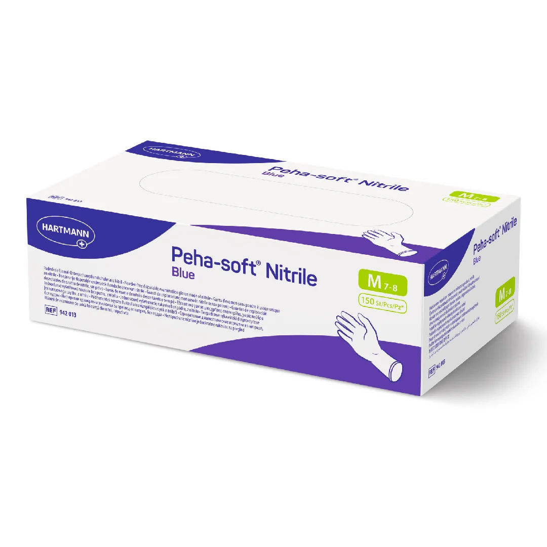 Manusi Din Nitril Albastre Peha-Soft, Marimea M, 100 Bucati, Hartmann